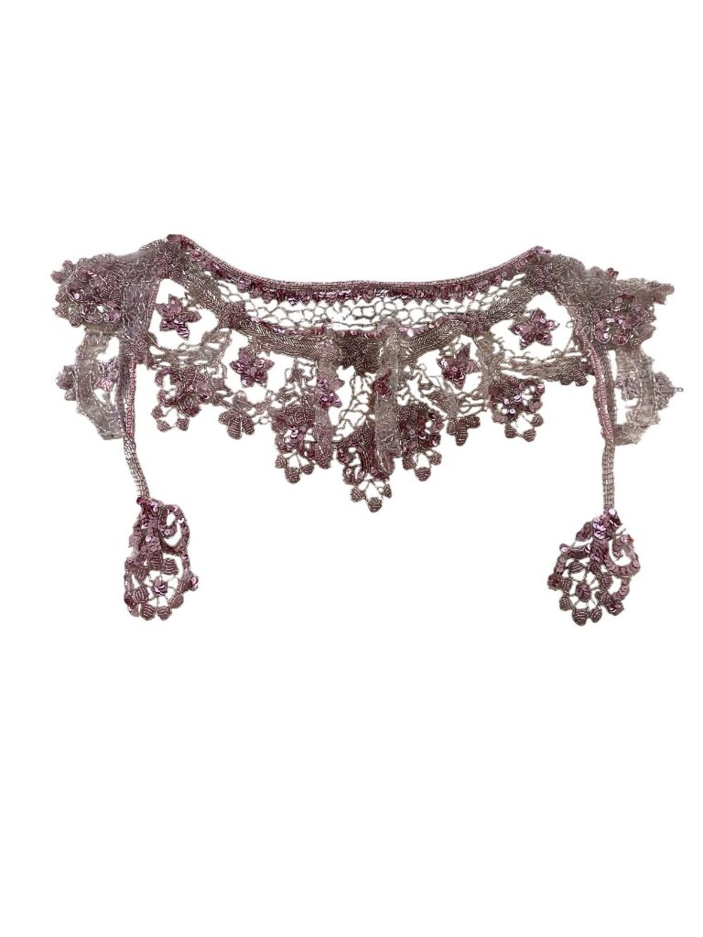 Unbranded Dusty Rose Beaded Sequined Sheer Mesh Shoulder Wrap - OS